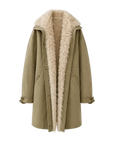 Fireladyfur Cool Denim khaki sheepskin detachable goose down parka front product image