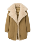 Fireladyfur Modern Introduction Khaki Sheepskin goose down parka front cutout