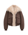 Fireladyfur Winter is Coming brown detachable fur collar down parka front product image