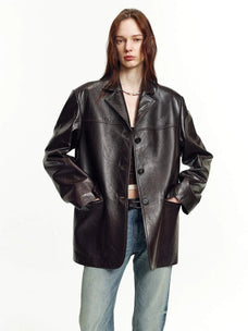 Firelady Fur spray-finish sheepskin blazer front view