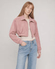 Witch Game leather pink suede jacket model view