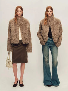Firelady Fur Women's Cropped Curly Toscana Shearling Jacket