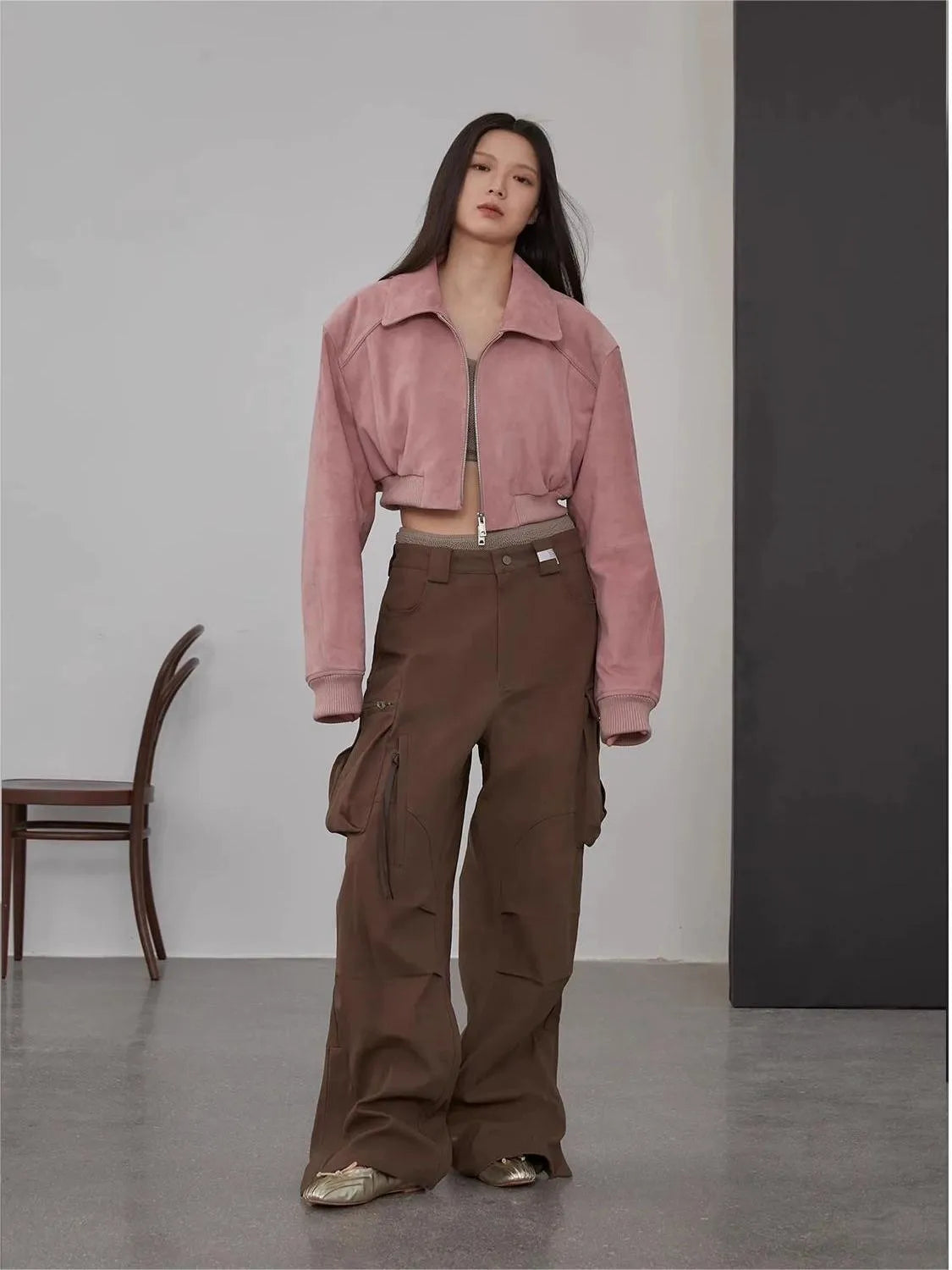 Retro Classic Stand Up Sheep Leather Short Jacket "Witch Game"