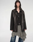Fashionable Kosi leather windbreaker jacket Black