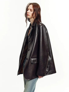 Firelady Fur lightweight sheepskin blazer styled front view