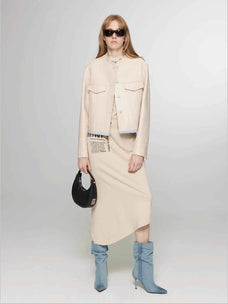 Sunset Escape creamy white leather jacket full outfit