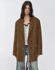 Vintage suede/waxy goatskin leather mid-length suit jacket Bavaria - 05
