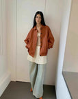 Heavy Wash Waxed Sheepskin Jacket Genuine Leather Outerwear "Sydney Reincarnation" Firelady Fur