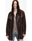 Firelady Fur Women's Waxed Lambskin Leather Jacket Time Traveler