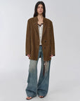 Vintage suede/waxy goatskin leather mid-length suit jacket Bavaria - 06