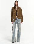 Caramel Mountain suede leather biker jacket - 06