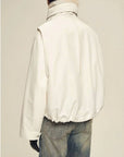 Back view of Firelady Fur Epoch Winter white parka with elastic hem and fur collar