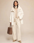 Firelady Fur Ode to the Stars white down parka styled full-body with Tokaj fur collar