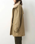Khaki Sheepskin Fireladyfur Cool Denim detachable fur trim down parka side profile