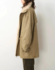 Khaki Sheepskin Fireladyfur Cool Denim detachable fur trim down parka side profile