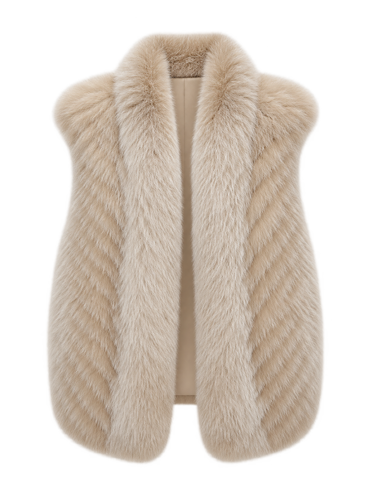 Firelady Fur Women's Finnish Saga Fox Fur Vest – Diagonal Piecing & Curved Stand Collar