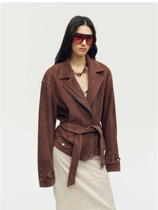 Firelady Fur Modern Times reddish-brown sheepskin moto jacket