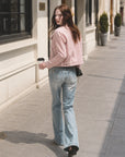 Movie Era suede biker jacket - Pink back street view
