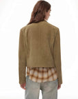 Nth power sand brown suede leather jacket back view