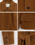 THE ARTM Black Lambskin Leather Jacket - Retro Fitted Suede Coat