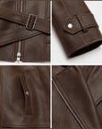 Firelady Fur Women's Vintage Light Waxed Sheepskin Moto Jacket | Adjustable Waist Biker CoatFirelady Fur
