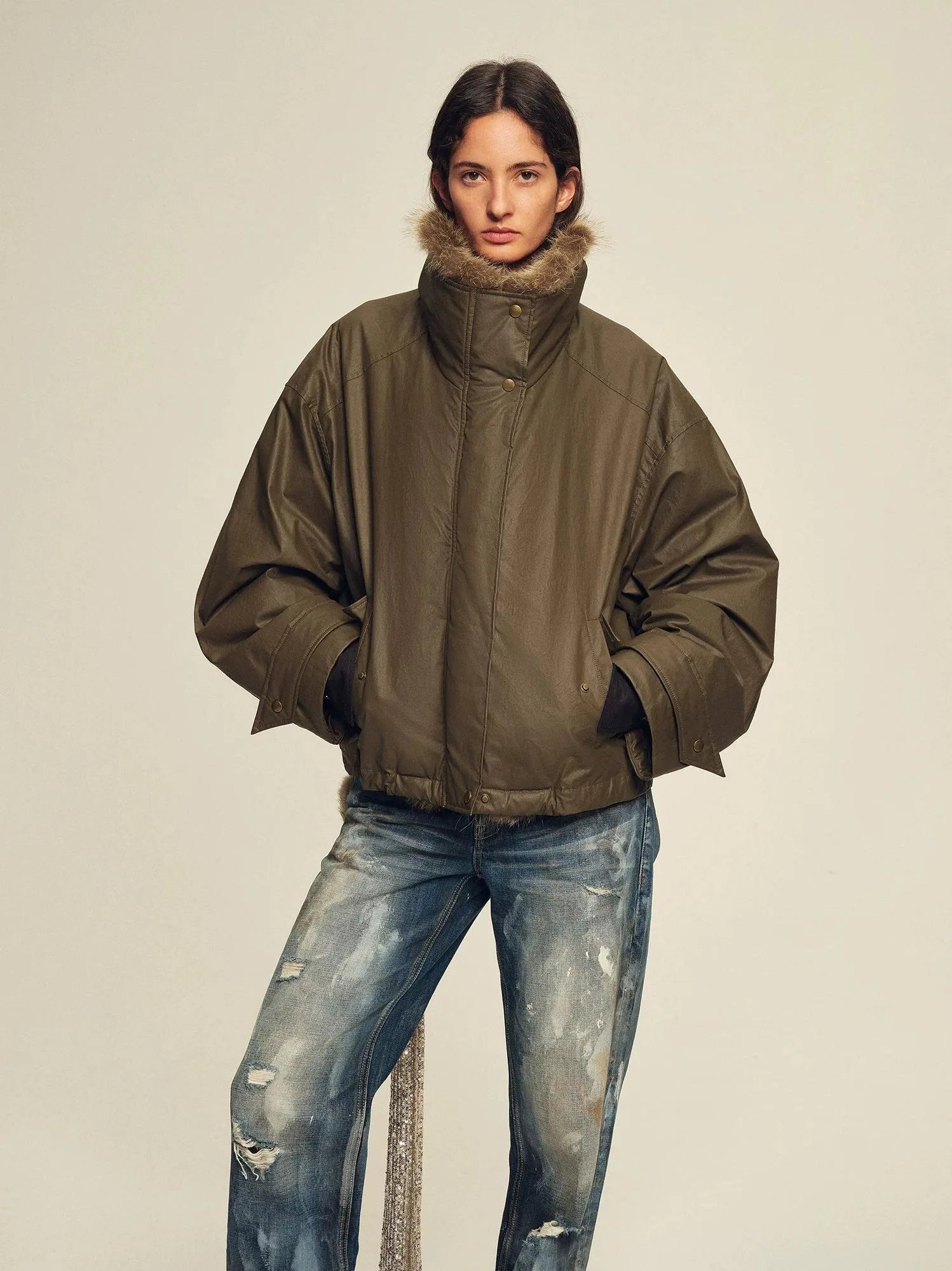 Firelady Fur Women's down fur parka Coyote and Raccoon Fur Collar-“The long night is coming”