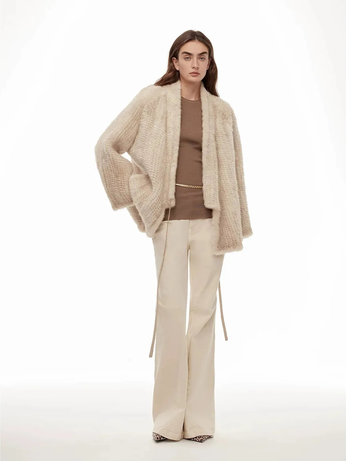 Firelady Fur Women's Copenhagen Mink Fur A-Line Coat with Double-Sided Knit Texture "Quiet Luxe"
