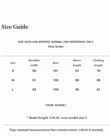 Fireladyfur Travel Notes warm winter down jacket size guide for S M and L