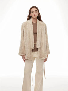 Firelady Fur Women's Copenhagen Mink Fur A-Line Coat with Double-Sided Knit Texture "Quiet Luxe"