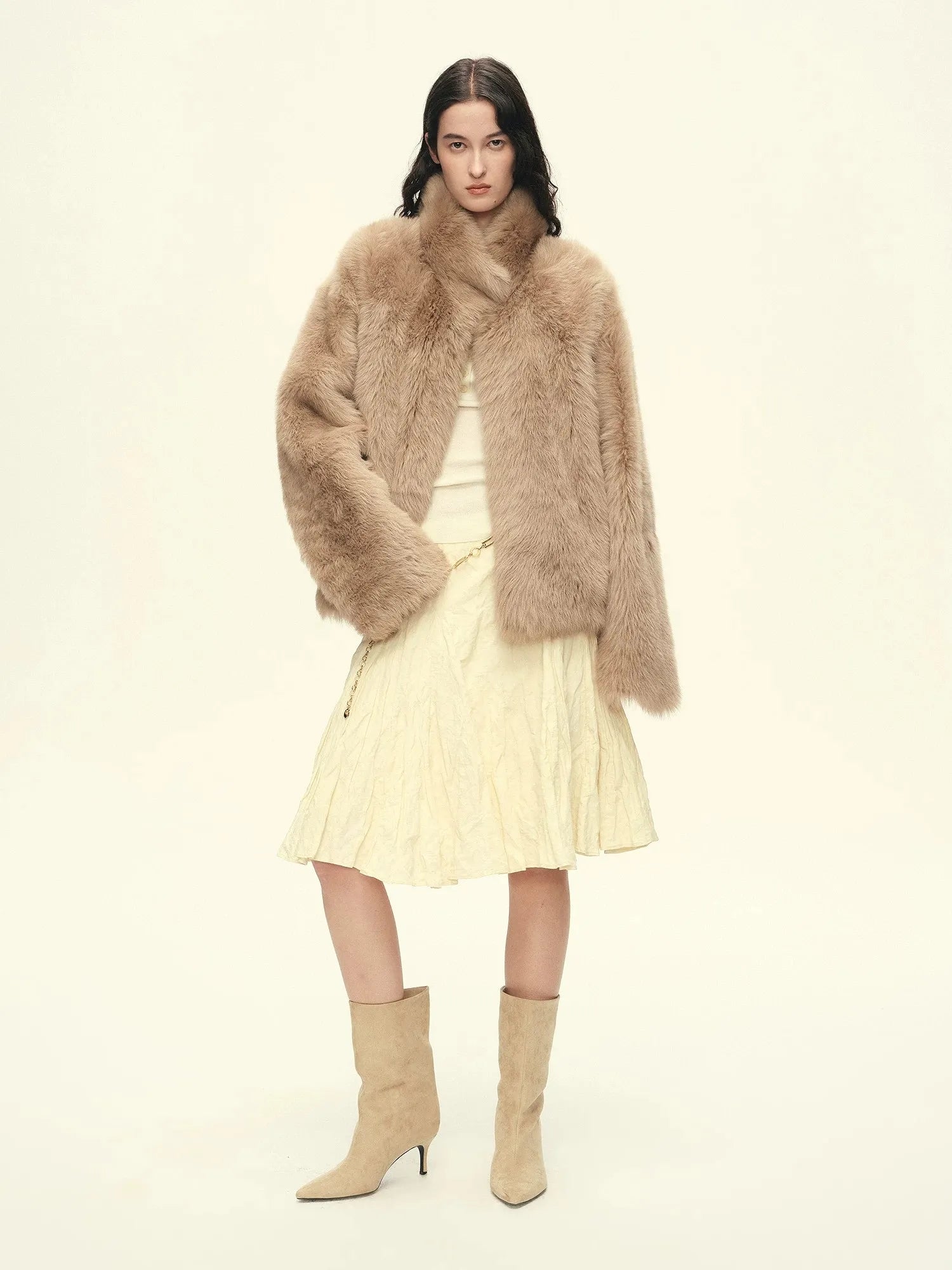 Firelady Fur Women's Toscana Shearling Coat – Convertible Stand Collar