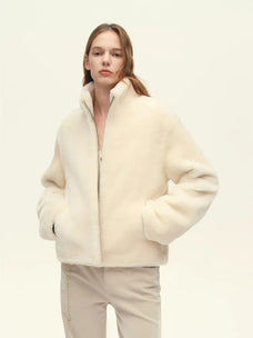 Firelady Fur Women's Australian Merino Shearling Coat – Cropped Cocoon Silhouette with Convertible Collar