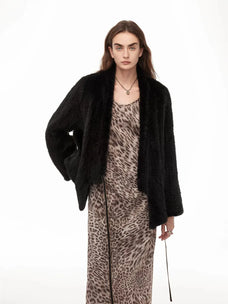 Firelady Fur Women's Copenhagen Mink Fur A-Line Coat with Double-Sided Knit Texture "Quiet Luxe"