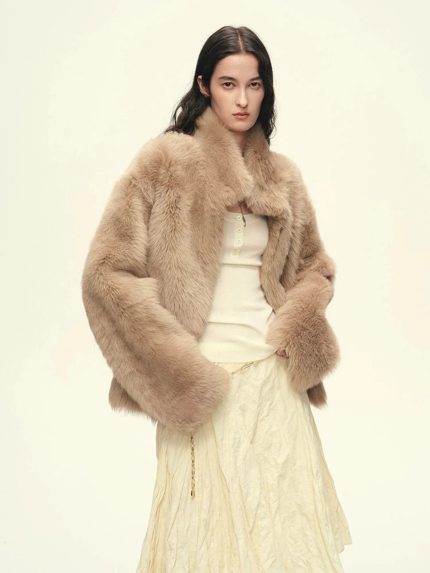 Firelady Fur Women's Toscana Shearling Coat – Convertible Stand Collar