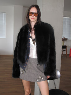 Firelady Fur Women's Saga Furs Crown Grade Fox Fur Jacket – Cropped H-Line with Stand Collar