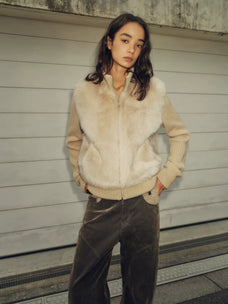 Firelady Fur Women's Italian Tuscan Shearling Coat – Detachable Knit Sleeves & Convertible Collar