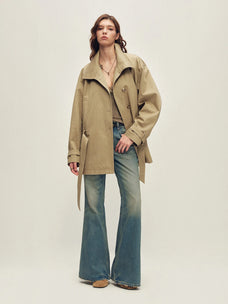 Parka ceinturée en duvet d’oie pour femme, à col et doublure en fourrure amovibles – Firelady Fur