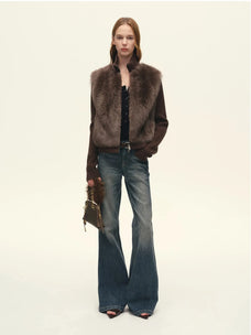 Firelady Fur Women's Italian Tuscan Shearling Coat – Detachable Knit Sleeves & Convertible Collar