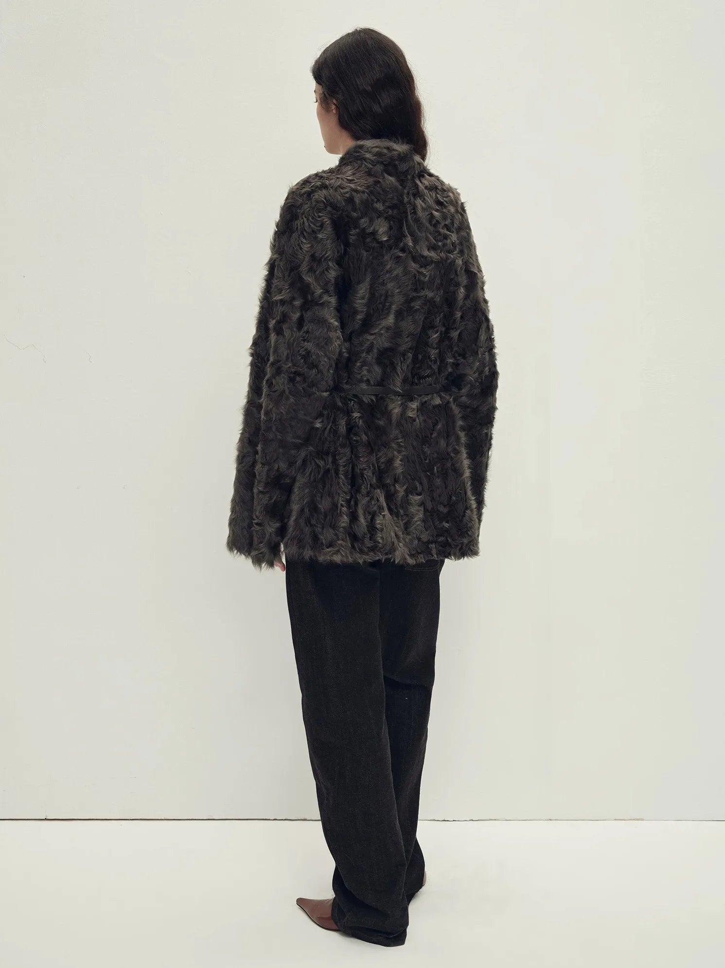 Firelady Fur Women's Shearling Coat - Belted V-Neck