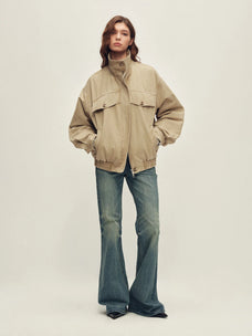 Parka en duvet pour femme, extérieur en sergé de coton et col amovible en peau lainée – Firelady Fur