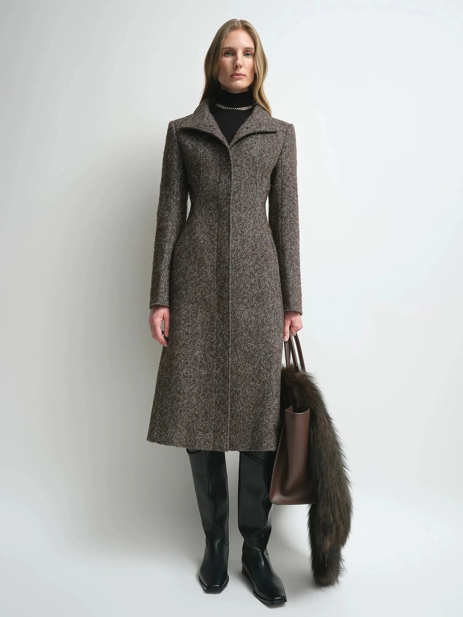 Firelady Fur Women's Alpaca-Wool A-Line Coat – Stand Collar
