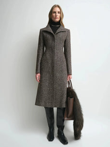 Firelady Fur Women's Alpaca-Wool A-Line Coat – Stand Collar