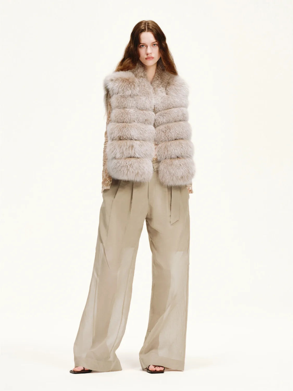 Firelady Fur Women's Finnish Fox Fur Vest – Frost-Tipped Curved Stand Collar