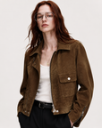 Firelady Fur Women's Leather Biker Jacket - Vintage Movie Style