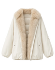 Fireladyfur Women's Mid-Length Two-Tone Fox Fur Down Jacket"Warm Dialogue"