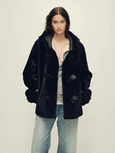 Firelady Fur Women's South African Loman Hooded Shearling Coat