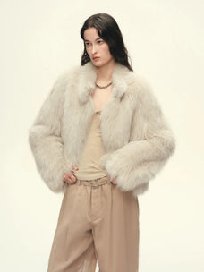 Firelady Fur Women's Finnish Saga Furs Crown Grade Fox Fur Coat – Custom-Dyed Cropped Stand-Collar Jacket