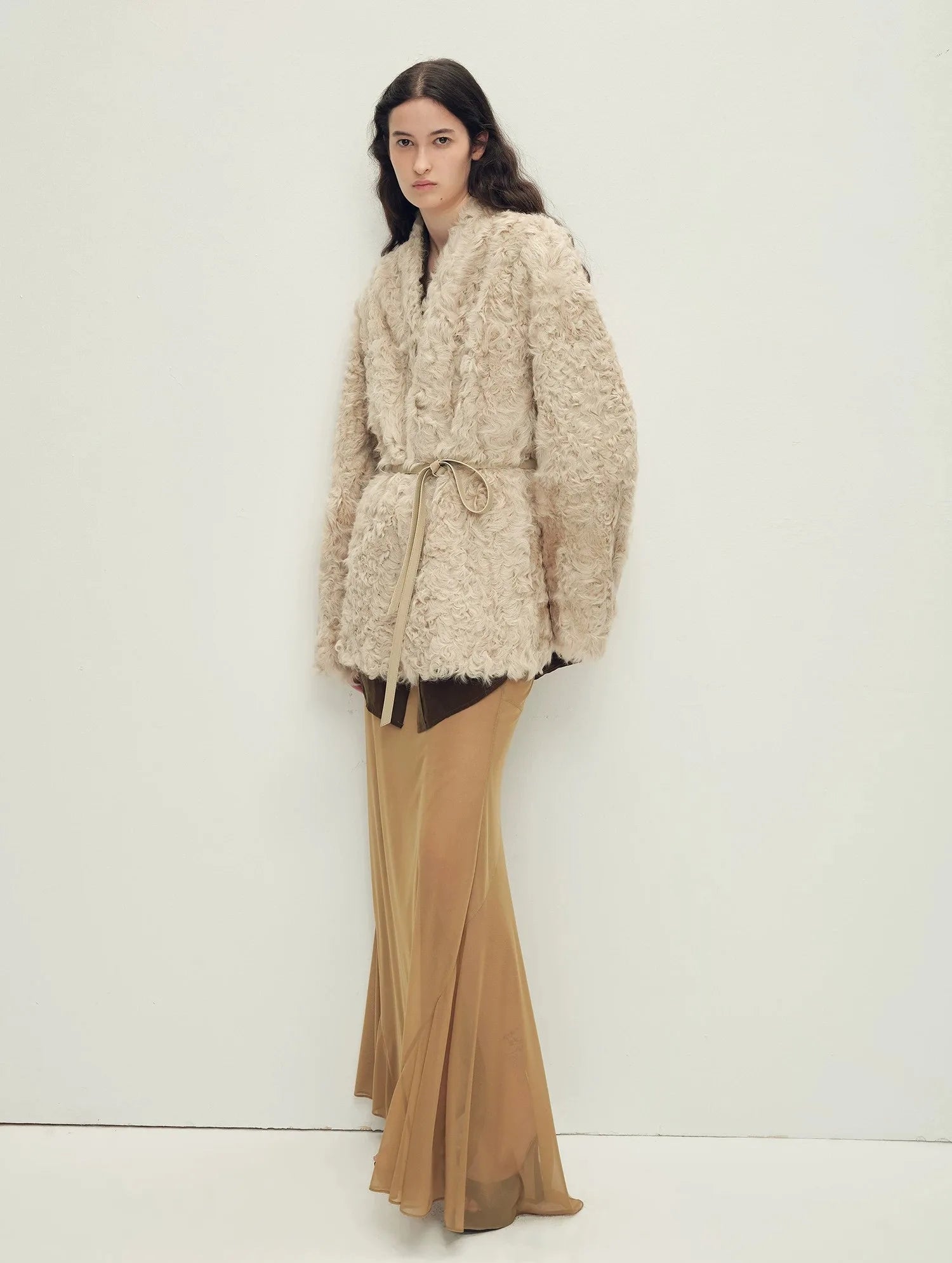 Firelady Fur Women's Shearling Coat - Belted V-Neck