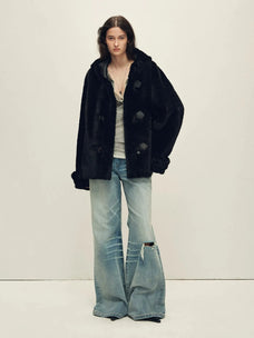 Firelady Fur Women's South African Loman Hooded Shearling Coat