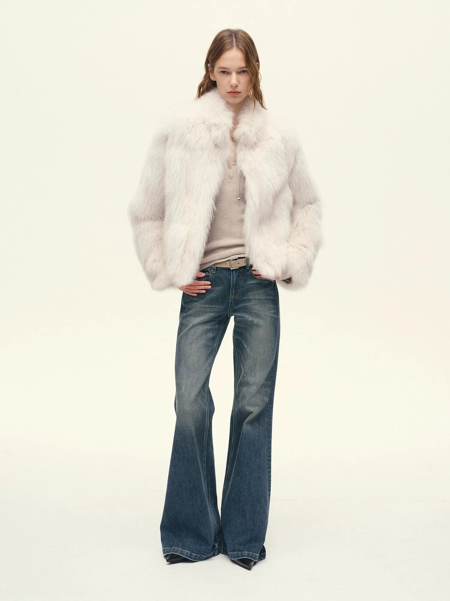 Firelady Fur Women's Finnish Saga Furs Crown Grade Fox Fur Coat – Custom-Dyed Cropped Stand-Collar Jacket