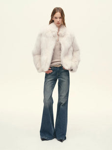 Firelady Fur Women's Finnish Saga Furs Crown Grade Fox Fur Coat – Custom-Dyed Cropped Stand-Collar Jacket